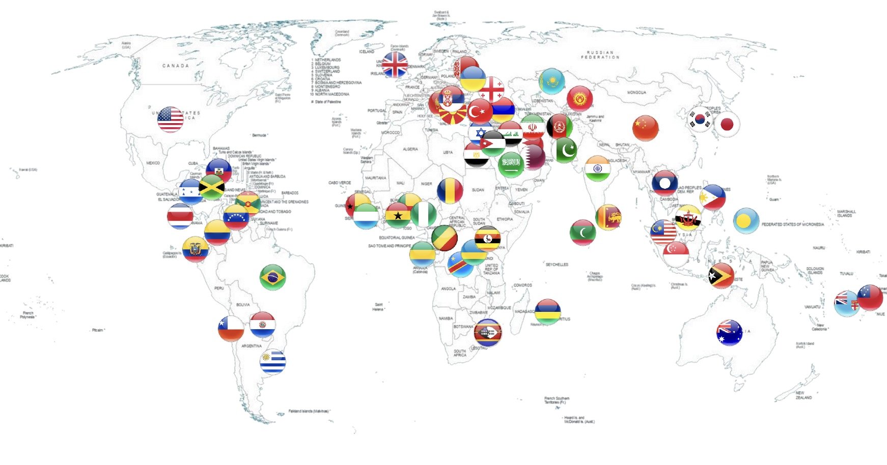 Signatories for the Singapore Convention on Mediation (as of February 2026)